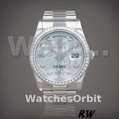 Rolex Day Date 118346 Blue Diamond Dial Platinum 36mm Unisex Replica Watch