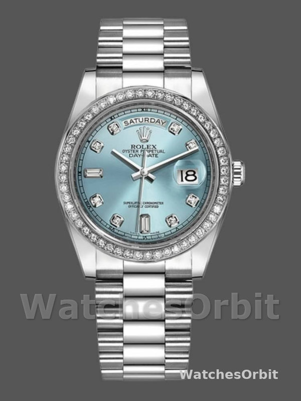 Rolex Day Date 118346 Ice Blue Dial 36mm Unisex Replica Watch