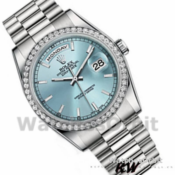 Rolex Day Date 118346 Ice Blue Dial Diamond 36mm Unisex Replica Watch