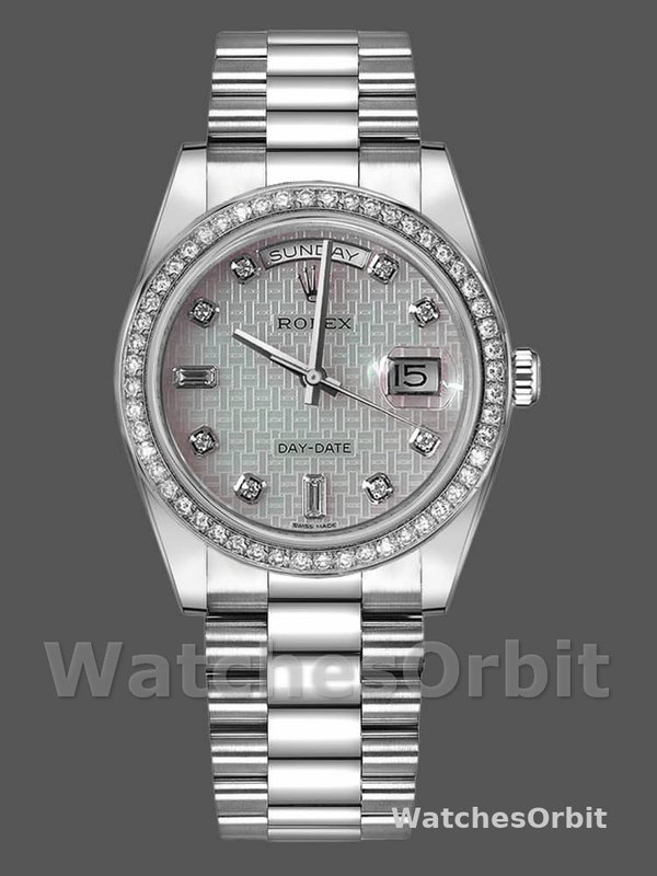 Rolex Day Date 118346 Oxford Motif Diamond Dial 36mm Unisex Replica Watch