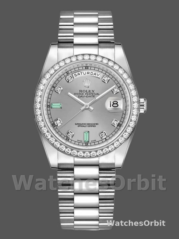 Rolex Day Date 118346 Rhodium Grey Dial 36mm Unisex Replica Watch