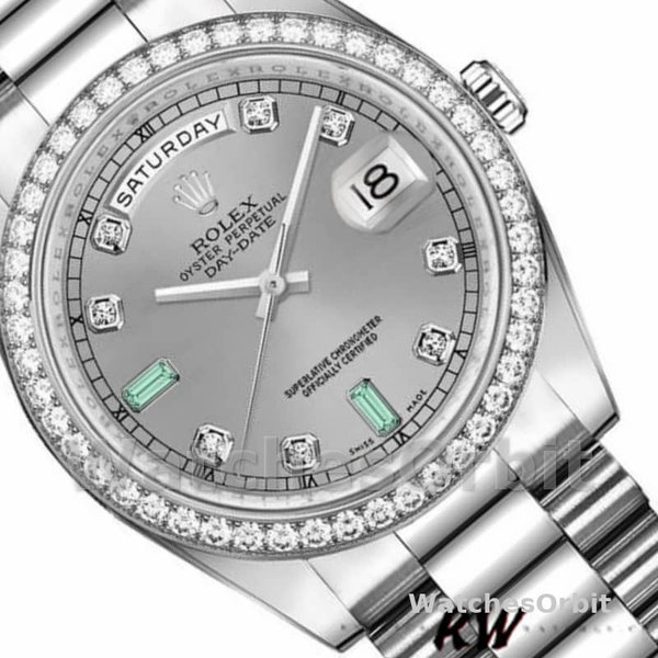 Rolex Day Date 118346 Rhodium Grey Dial 36mm Unisex Replica Watch