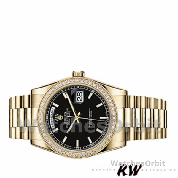 Rolex Day Date 118348 Black Dial 36mm Unisex Replica Watch