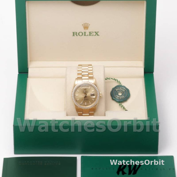 Rolex Day Date 118348 Champagne Index Dial Yellow Gold 36mm Unisex Replica Watch