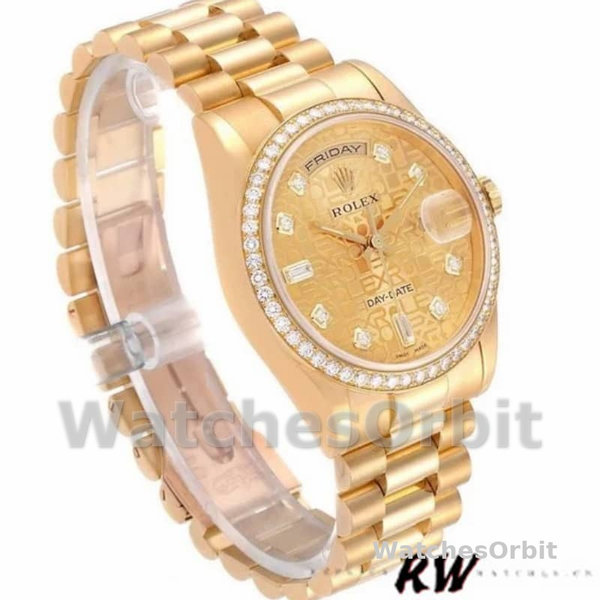 Rolex Day Date 118348 Champagne Jubilee Diamond Dial Yellow Gold 36mm Unisex Replica Watch