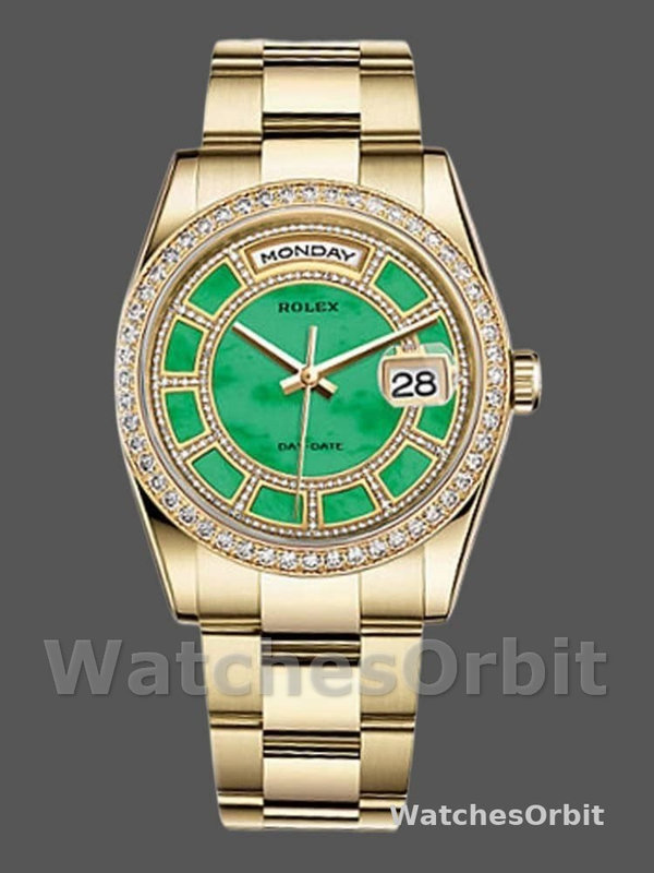 Rolex Day Date 118348 Green Dial Yellow Gold 36mm Unisex Replica Watch