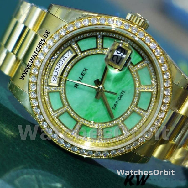 Rolex Day Date 118348 Green Dial Yellow Gold 36mm Unisex Replica Watch