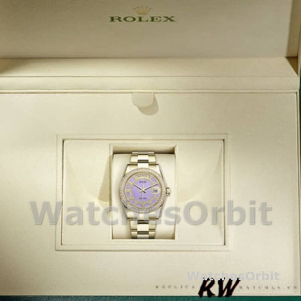 Rolex Day Date 118348 Lavender Jade Carousel Dial Yellow Gold 36mm Unisex Replica Watch