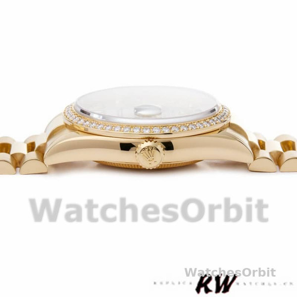 Rolex Day-Date 118348 Silver Diamond Dial 36mm Unisex Replica Watch