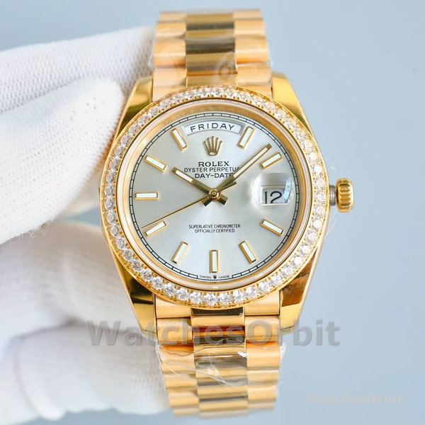 Rolex Day-Date 118348 Yellow Gold White Dial 36mm Unisex Replica Watch
