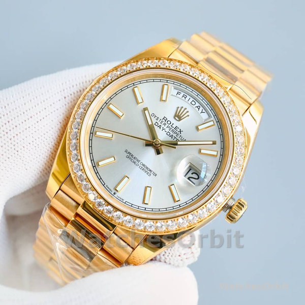 Rolex Day-Date 118348 Yellow Gold White Dial 36mm Unisex Replica Watch