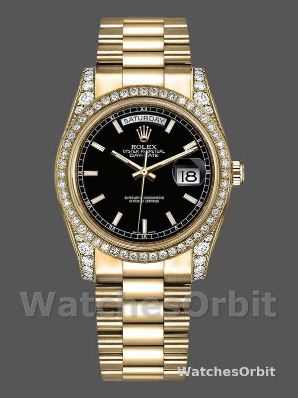 Rolex Day-Date 118388 Black Index Dial 36mm Unisex Replica Watch