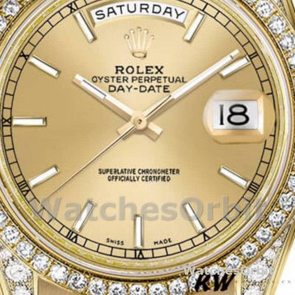 Rolex Day-Date 118388 Champagne Index Dial 36MM Unisex Replica Watch