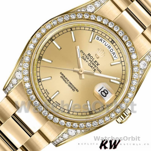 Rolex Day-Date 118388 Champagne Index Dial 36MM Unisex Replica Watch