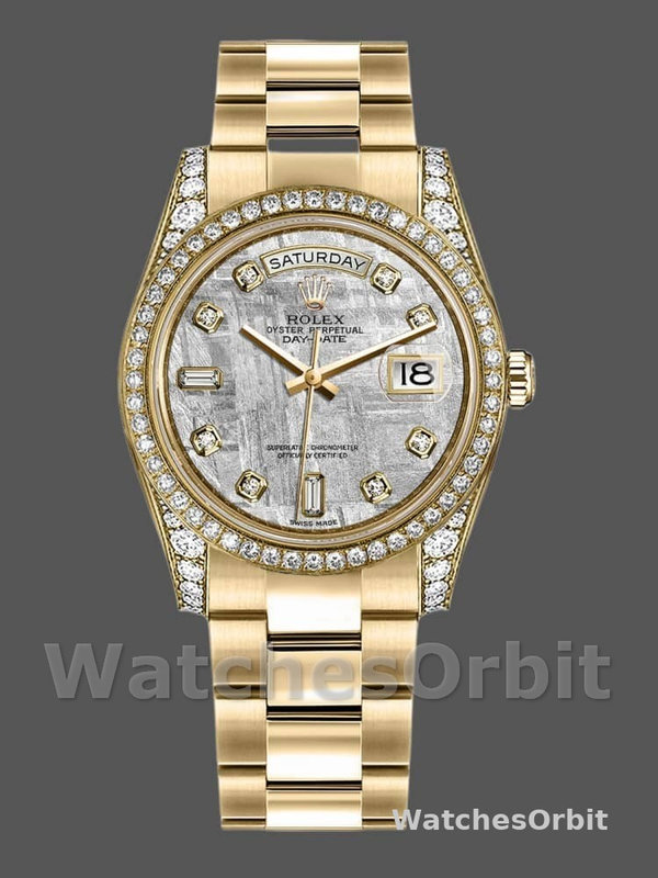 Rolex Day-Date 118388 Diamond Bezel Meteorite Dial 36MM Unisex Replica Watch