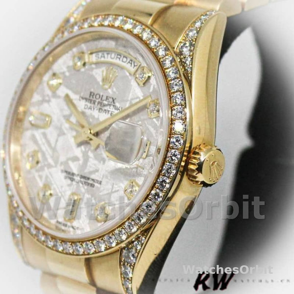 Rolex Day-Date 118388 Diamond Bezel Meteorite Dial 36MM Unisex Replica Watch
