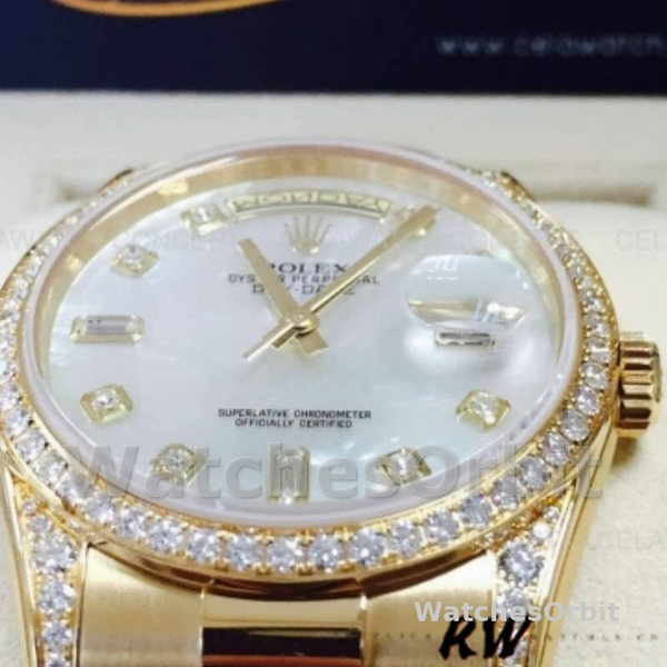 Rolex Day-Date 118388 White MOP Diamond Dial 36MM Unisex Replica Watch