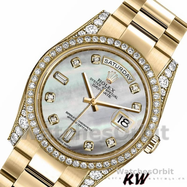 Rolex Day-Date 118388 White MOP Diamond Dial 36MM Unisex Replica Watch