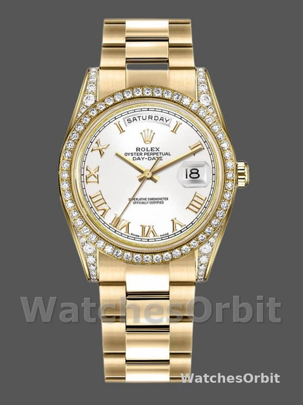 Rolex Day-Date 118388 White Roman Numeral Dial 36MM Unisex Replica Watch