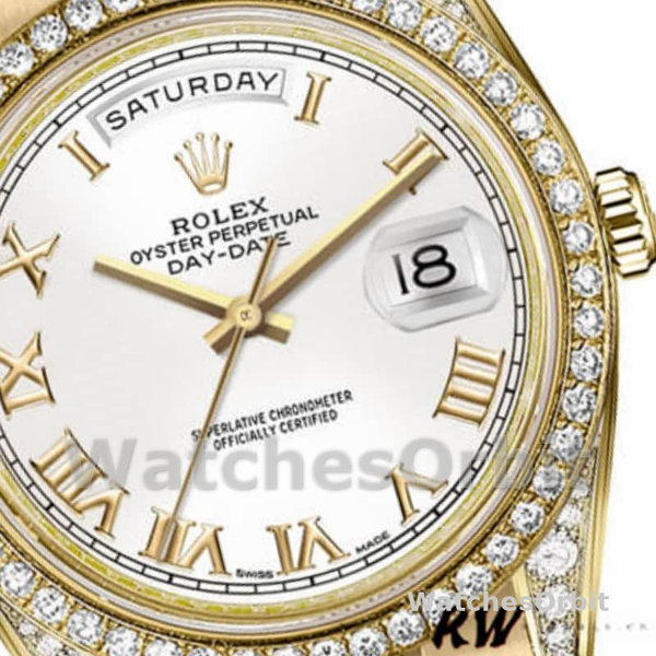 Rolex Day-Date 118388 White Roman Numeral Dial 36MM Unisex Replica Watch