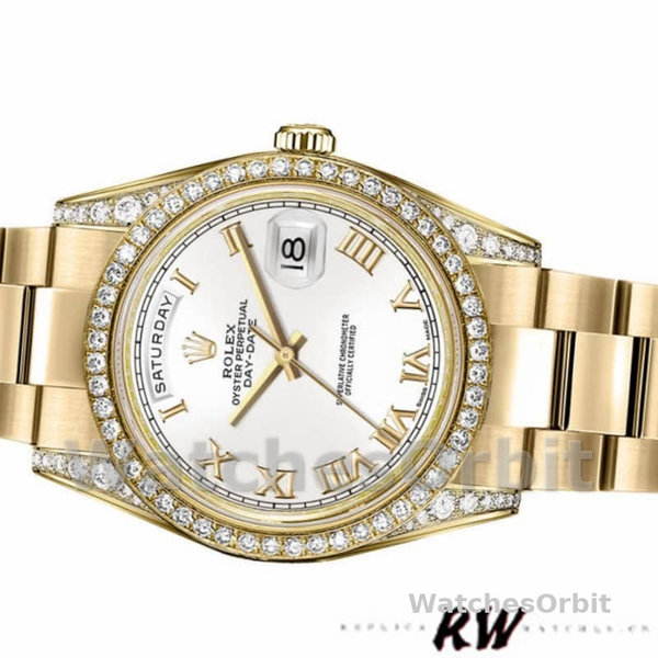Rolex Day-Date 118388 White Roman Numeral Dial 36MM Unisex Replica Watch