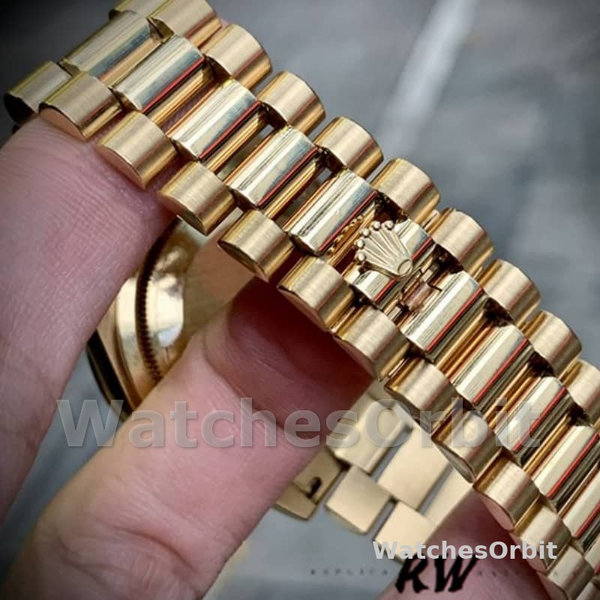Rolex Day-Date 118388 Yellow Gold Black Diamond Rubies Dial 36mm Unisex Replica Watch