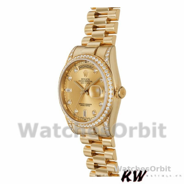 Rolex Day-Date 118388 Yellow Gold Champagne Dial 36MM Unisex Replica Watch