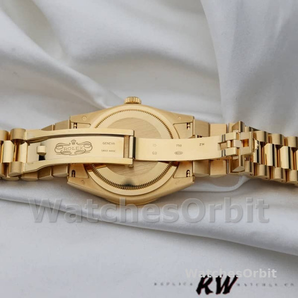 Rolex Day-Date 118388 Yellow Gold Green Diamond Diamond Dial 36MM Unisex Replica Watch