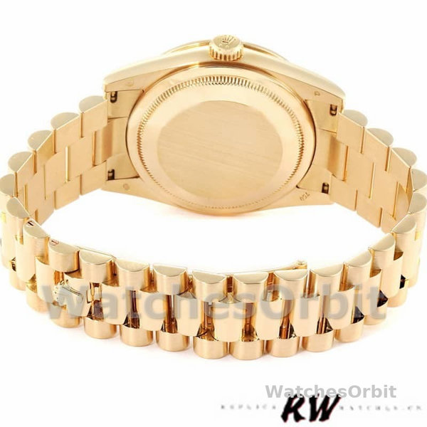 Rolex Day-Date 118388 Yellow Gold Green Enamel Diamond Dial 36MM Unisex Replica Watch
