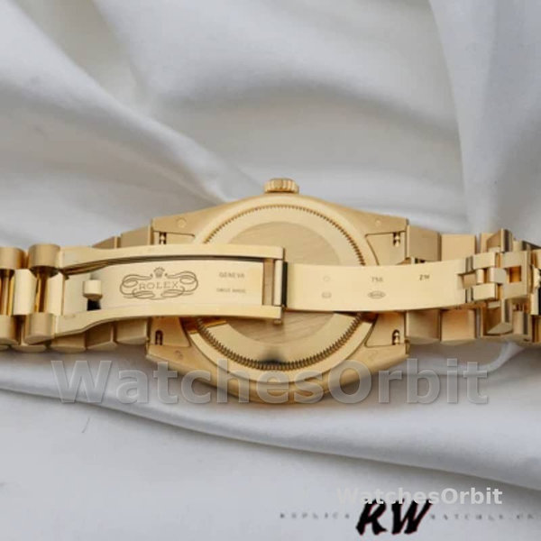 Rolex Day-Date 118388 Yellow Gold Silver Diamond Dial 36MM Unisex Replica Watch