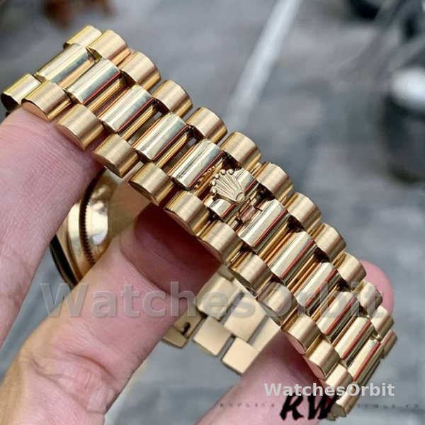 Rolex Day-Date 118388 Yellow Gold Silver Index Dial 36MM Unisex Replica Watch