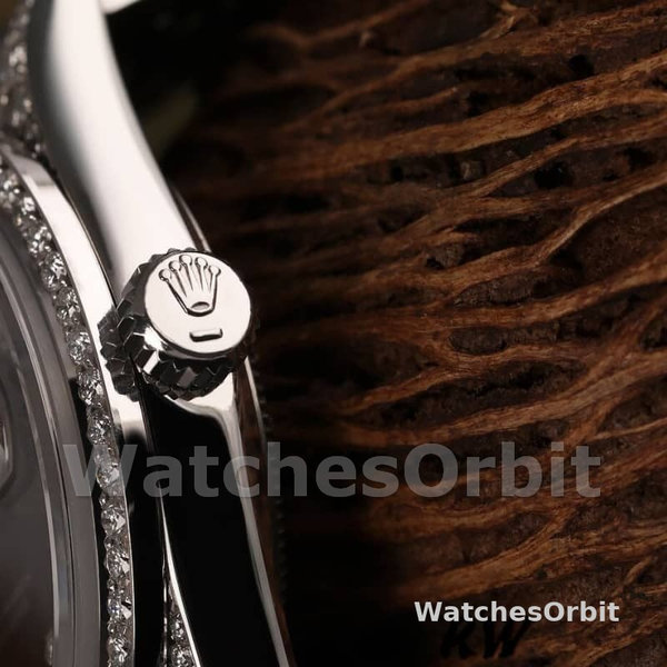 Rolex Day-Date 118389 Diamond Bezel Black Index Dial 36MM Unisex Replica Watch