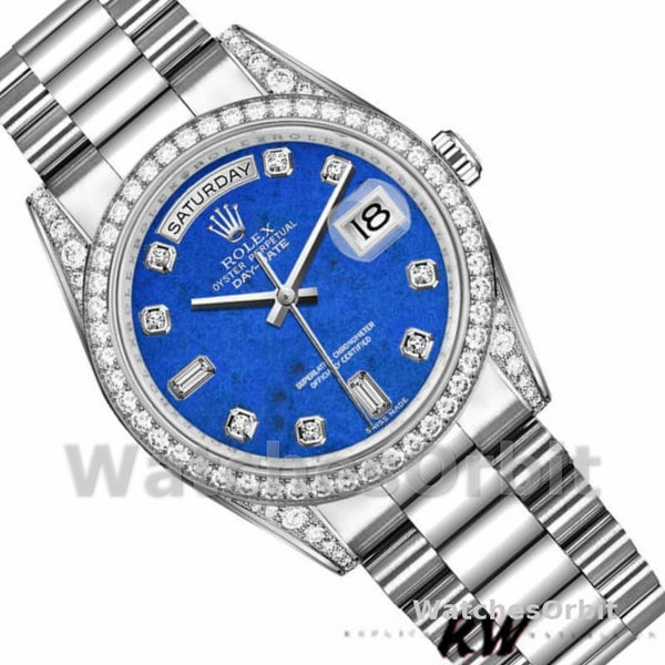 Rolex Day-Date 118389 Diamond Bezel Lapis Lazuli Blue Dial 36MM Unisex Replica Watch