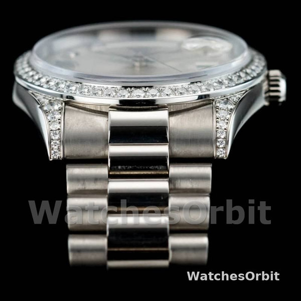 Rolex Day-Date 118389 White Gold Silver Diamond dial 36MM Unisex Replica Watch