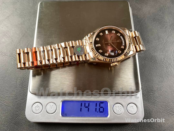 Rolex Day-Date 128235 Everose Gold Brown Ombre Diamond Dial 36MM Unisex Replica Watch