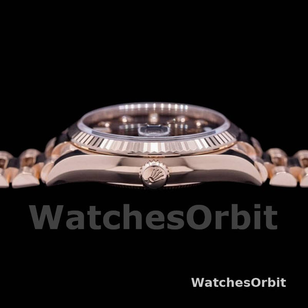 Rolex Day-Date 128235 Everose Gold Brown Ombre Diamond Dial 36MM Unisex Replica Watch