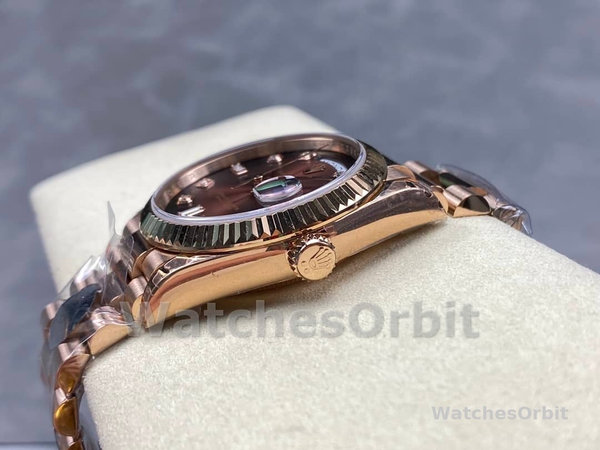 Rolex Day-Date 128235 Everose Gold Brown Ombre Diamond Dial 36MM Unisex Replica Watch