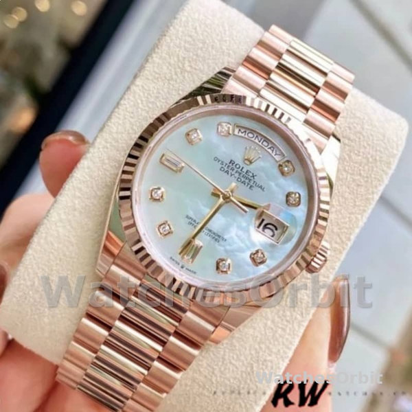 Rolex Day-Date 128235 Everose Gold MOP Dial 36MM Unisex Replica Watch