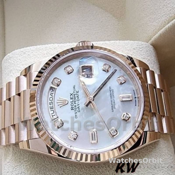 Rolex Day-Date 128235 Everose Gold MOP Dial 36MM Unisex Replica Watch