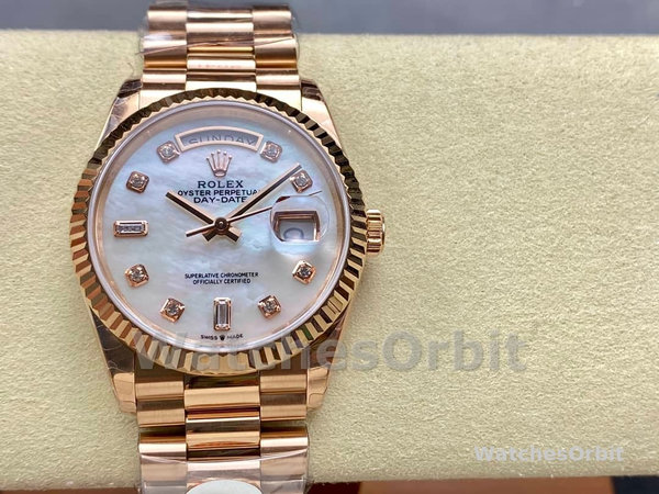Rolex Day-Date 128235 Everose Gold MOP Dial 36MM Unisex Replica Watch