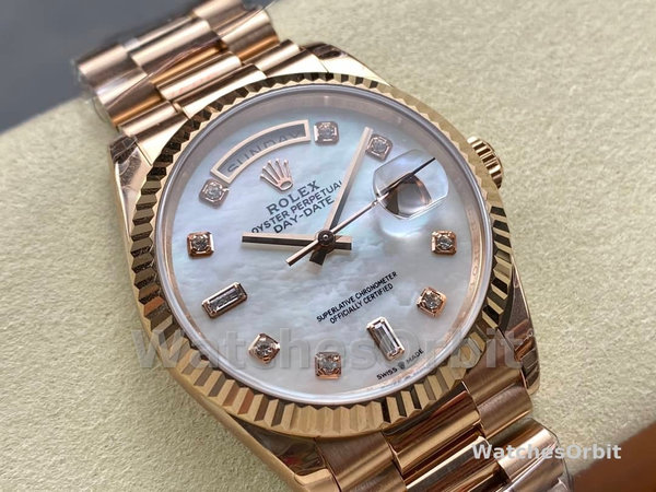 Rolex Day-Date 128235 Everose Gold MOP Dial 36MM Unisex Replica Watch
