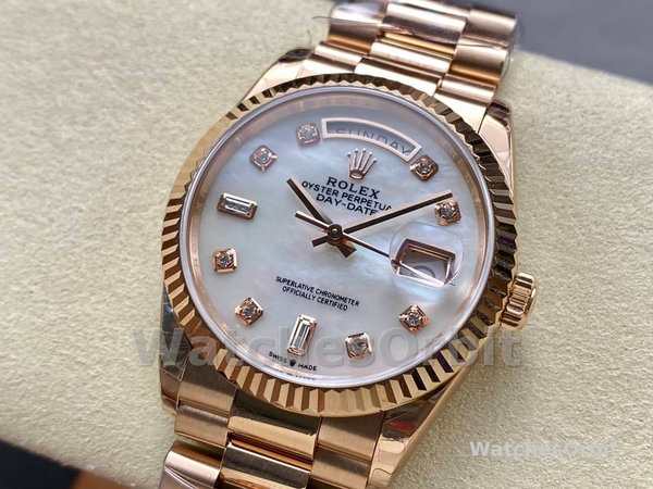 Rolex Day-Date 128235 Everose Gold MOP Dial 36MM Unisex Replica Watch