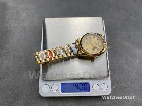 Rolex Day-Date 128238 0008 Fluted Bezel Champagne Diamond Dial 36MM Unisex Replica Watch