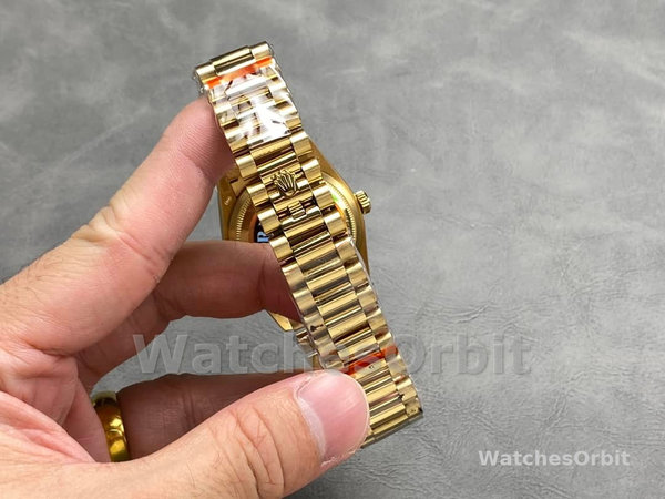 Rolex Day-Date 128238 0008 Fluted Bezel Champagne Diamond Dial 36MM Unisex Replica Watch