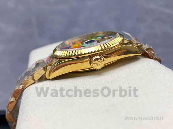 Rolex Day Date 128238-0106 36mm Yellow Gold Fluted Bezel Emoji Puzzle Dial