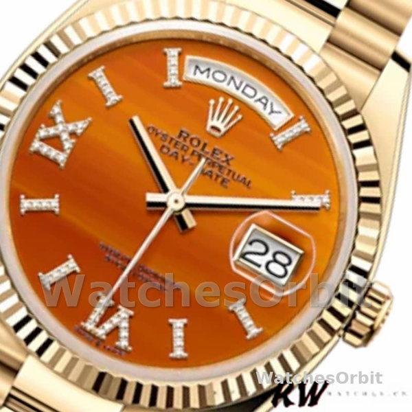 Rolex Day-Date 128238 Fluted Bezel Carnelian dial 36MM Unisex Replica Watch
