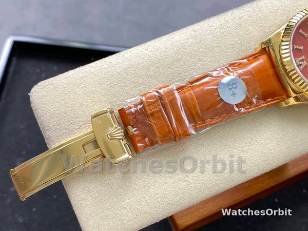 Rolex Day-Date 128238 Fluted Bezel Carnelian dial 36MM Unisex Replica Watch