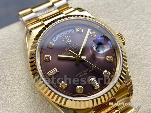 Rolex Day-Date 128238 Fluted Bezel Dark Grey Dial 36MM Unisex Replica Watch