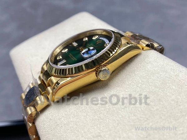 Rolex Day-Date 128238 Fluted Bezel Green Diamond Dial 36MM Unisex Replica Watch