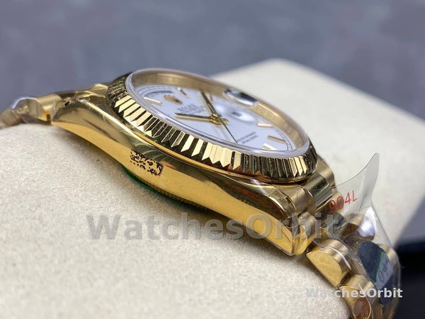 Rolex Day-Date 128238 Fluted Bezel White Roman Dial 36MM Replica Watch